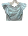 Koch Size S Seafoam Green Cotton & Lurex Ruffle Cap Sleeve Metallic Crop Top Seafoam Green / S