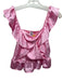 Cake for Dinner Size S Pink Polyester Satin Ruffle Cap Sleeve Peplum Crop Top Pink / S