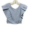 Koch Size S Blue & White Polyester Ruffle Cap Sleeve Stripe Crop Top Blue & White / S