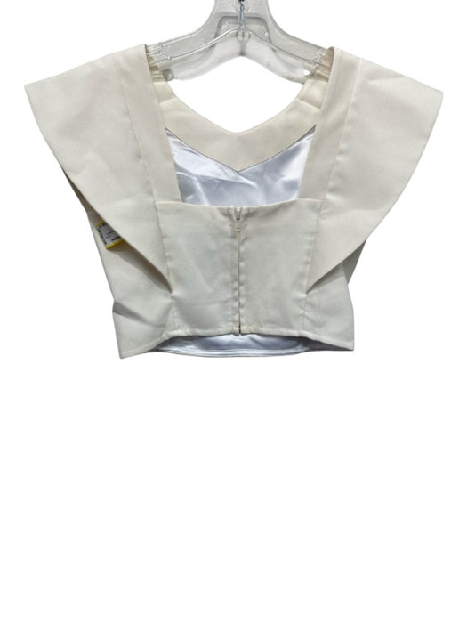 Koch Size S Cream Polyester Ruffle Cap Sleeve Crop Top Cream / S