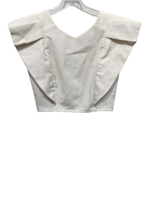 Koch Size S Cream Polyester Ruffle Cap Sleeve Crop Top Cream / S