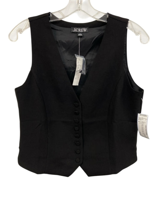 J Crew Size 4 Black Polyester Blend Sleeveless Button Front Princess Seams Top Black / 4