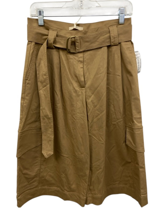 sessun Size 36 Khaki Beige Cotton Blend High Rise Cargo Pleated Wide Leg Shorts Khaki Beige / 36