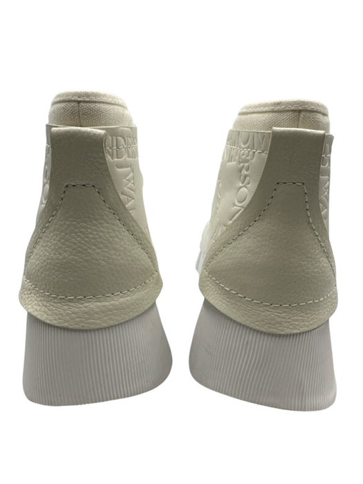 JW Anderson Shoe Size 4 Ivory White Leather & Canvas Round Toe Logo Sneakers Ivory White / 4