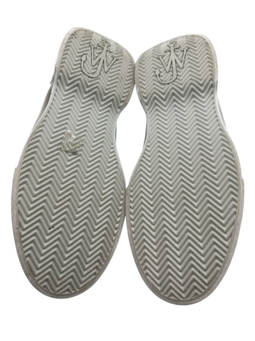 JW Anderson Shoe Size 4 Ivory White Leather & Canvas Round Toe Logo Sneakers Ivory White / 4