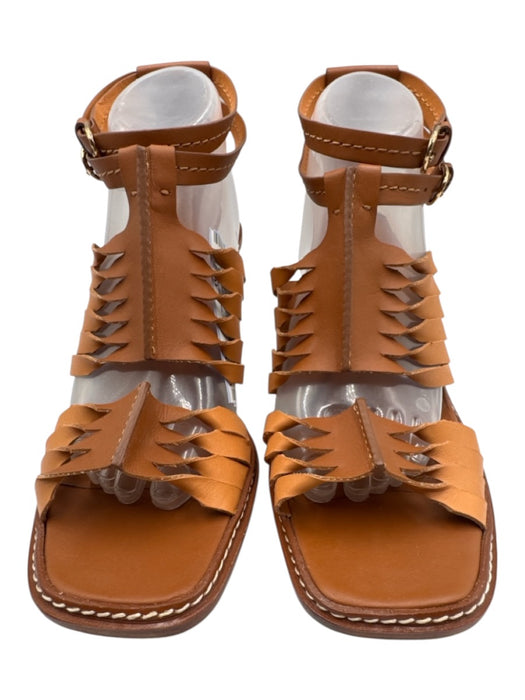 Ulla Johnson Shoe Size 41 Brown Leather Square Toe Caged Ankle Wrap Sandals Brown / 41