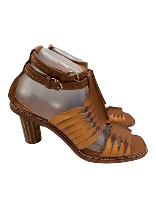Ulla Johnson Shoe Size 41 Brown Leather Square Toe Caged Ankle Wrap Sandals Brown / 41