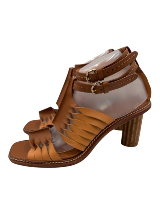 Ulla Johnson Shoe Size 41 Brown Leather Square Toe Caged Ankle Wrap Sandals Brown / 41