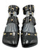 Chloe Shoe Size 41 Black & Gold Leather Square Toe Studded Ankle Strap Flats Black & Gold / 41