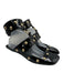 Chloe Shoe Size 41 Black & Gold Leather Square Toe Studded Ankle Strap Flats Black & Gold / 41
