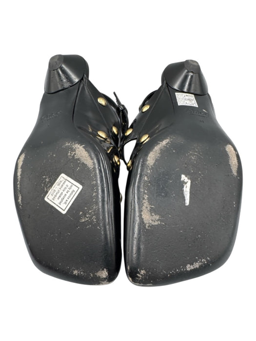 Chloe Shoe Size 41 Black & Gold Leather Square Toe Studded Ankle Strap Flats Black & Gold / 41