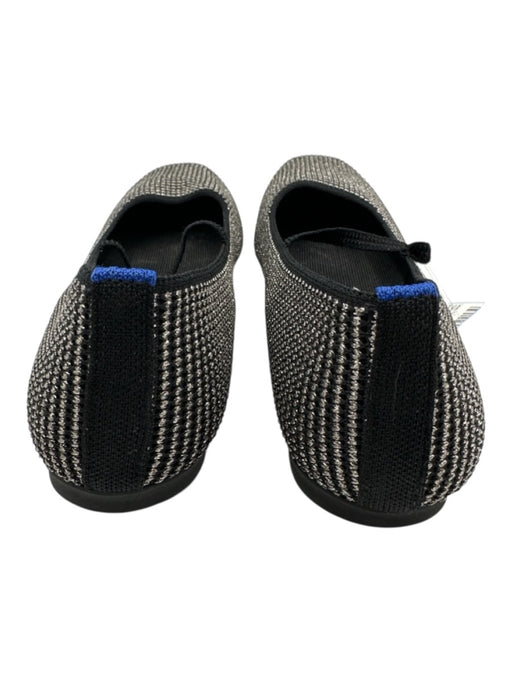 Rothy's Shoe Size 10.5 Black & Silver Textile Square Toe Metallic Thread Flats Black & Silver / 10.5