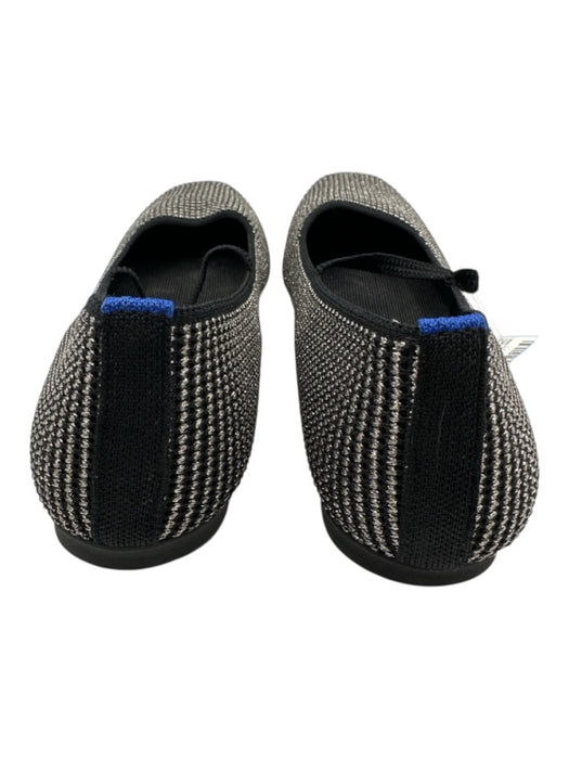 Rothy's Shoe Size 10.5 Black & Silver Textile Square Toe Metallic Thread Flats Black & Silver / 10.5