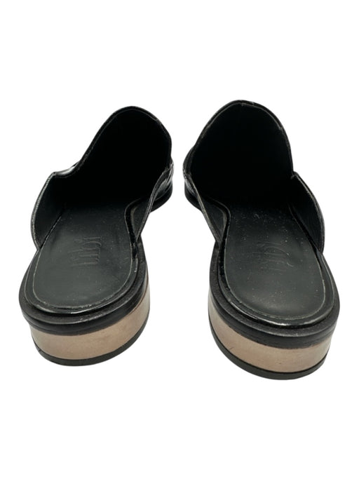Tibi Shoe Size 40.5 Black & Rose Gold Patent Leather Satin Detail Mules Loafers Black & Rose Gold / 40.5