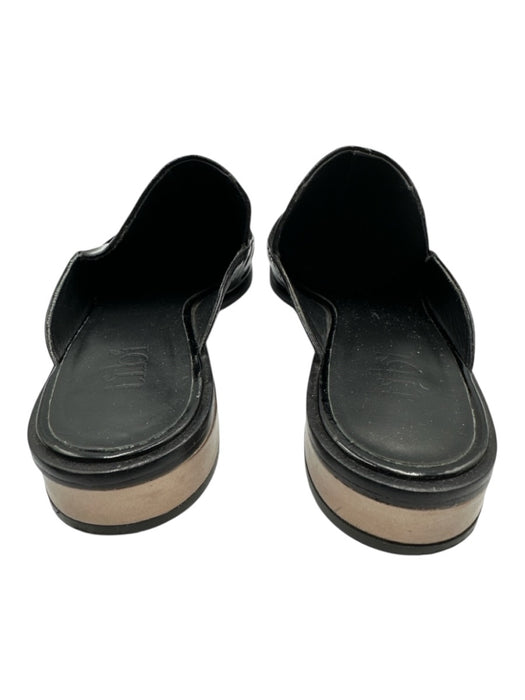Tibi Shoe Size 40.5 Black & Rose Gold Patent Leather Satin Detail Mules Loafers Black & Rose Gold / 40.5