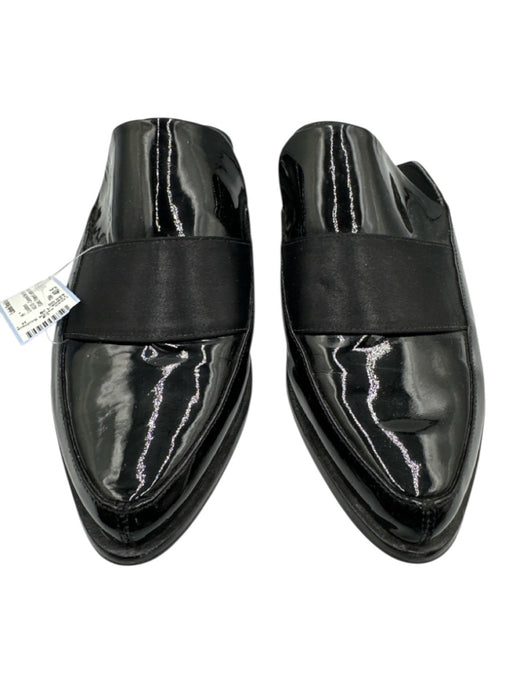 Tibi Shoe Size 40.5 Black & Rose Gold Patent Leather Satin Detail Mules Loafers Black & Rose Gold / 40.5