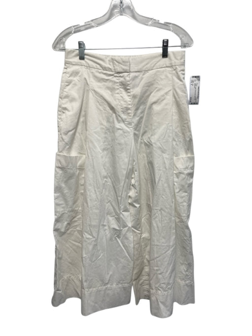 COS Size 6 White Cotton Pleat Detail Wide Leg Pants White / 6