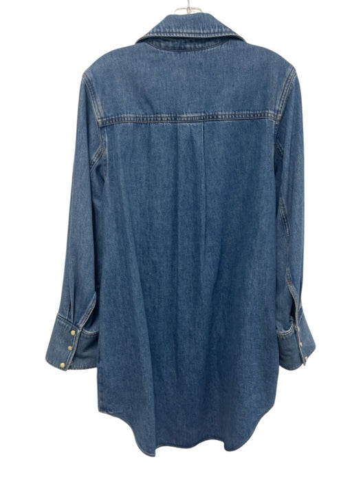 COS Size 4 Medium Wash Cotton Blend Denim Snap Button Long Sleeve Dress Medium Wash / 4