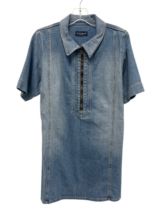 Ramy Brook Size S Light Wash Cotton Blend Quarter Zip circle zip Dress Light Wash / S