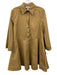 COS Size 4 Camel Tan Cotton Blend Quarter Button 3/4 Sleeve Above Knee Dress Camel Tan / 4