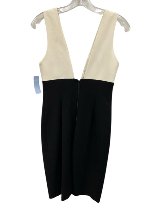 Alice + Olivia Size 8 Black & White Acetate Blend Colorblock Plunge Dress Black & White / 8