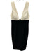 Alice + Olivia Size 8 Black & White Acetate Blend Colorblock Plunge Dress Black & White / 8
