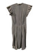 katharine kidd Size 4 Navy blue & Cream Silk Stripe Pleat Below knee Dress Navy blue & Cream / 4