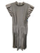 katharine kidd Size 4 Navy blue & Cream Silk Stripe Pleat Below knee Dress Navy blue & Cream / 4