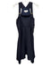 La Ligne Size S Navy Blue & Brown Wool Blend Pinstripe Button Detail Midi Dress Navy Blue & Brown / S