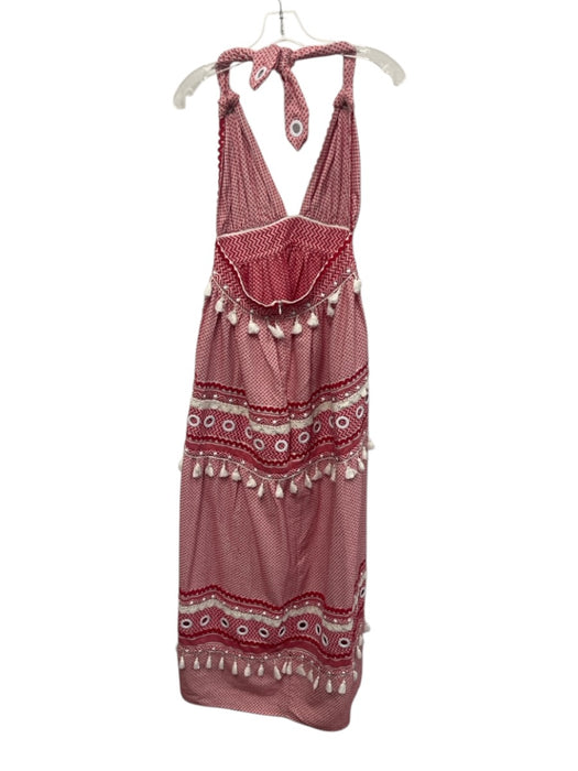 Dodo Bar Or Size M Red & White Cotton Blend Tassel Trim Mixed Stripes Maxi Dress Red & White / M