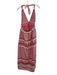 Dodo Bar Or Size M Red & White Cotton Blend Tassel Trim Mixed Stripes Maxi Dress Red & White / M