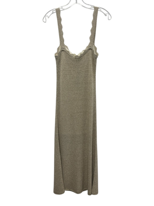 Toccin NY Size S Gold Lurex Blend Knit Maxi Scallop Trim Slip Dress Gold / S