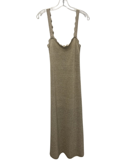 Toccin NY Size S Gold Lurex Blend Knit Maxi Scallop Trim Slip Dress Gold / S
