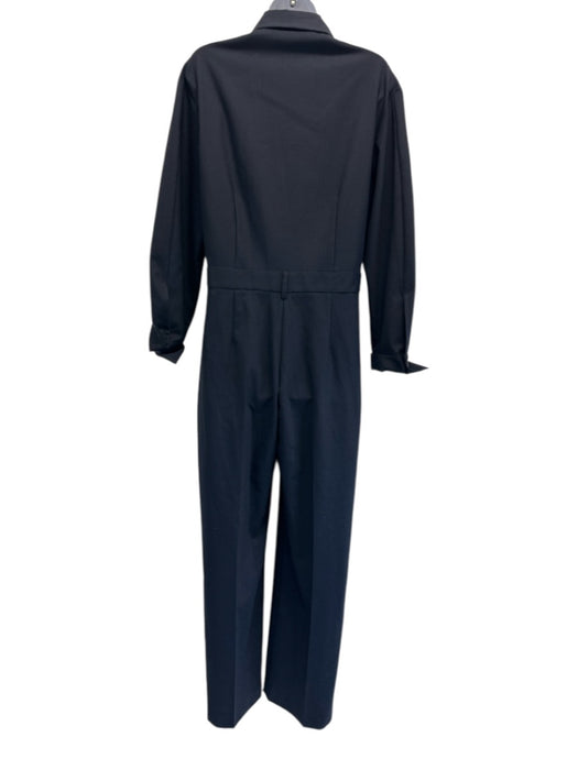 TELA Size S Navy Blue Polyester & Wool Blend Pleat Detail Button Front Jumpsuit Navy Blue / S