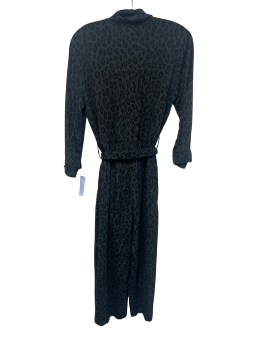 Le Superbe Size 6 Dark Green & Black Rayon Blend Button Down Leopard Jumpsuit Dark Green & Black / 6