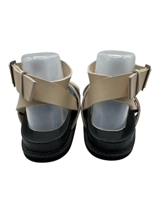 The Bali Tailor Shoe Size Est 11 Black & Beige Leather Upper Toe Strap Sandals Black & Beige / Est 11