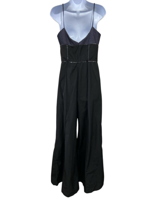 Et Ochs Size 6 Black & Dark Wash Polyester Spaghetti Strap Piping Jumpsuit Black & Dark Wash / 6