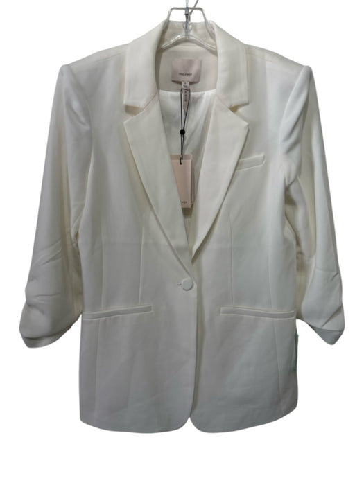 Cinq a Sept Size 6 Cream White Triacetate Blend 3/4 Sleeve One Button Jacket Cream White / 6