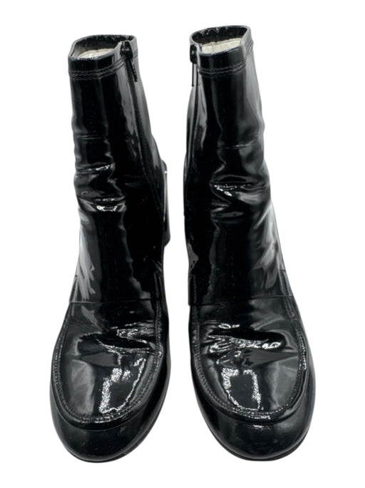 Maison Margiela Shoe Size 41 Black Patent Leather Block Heel Round Toe Booties Black / 41