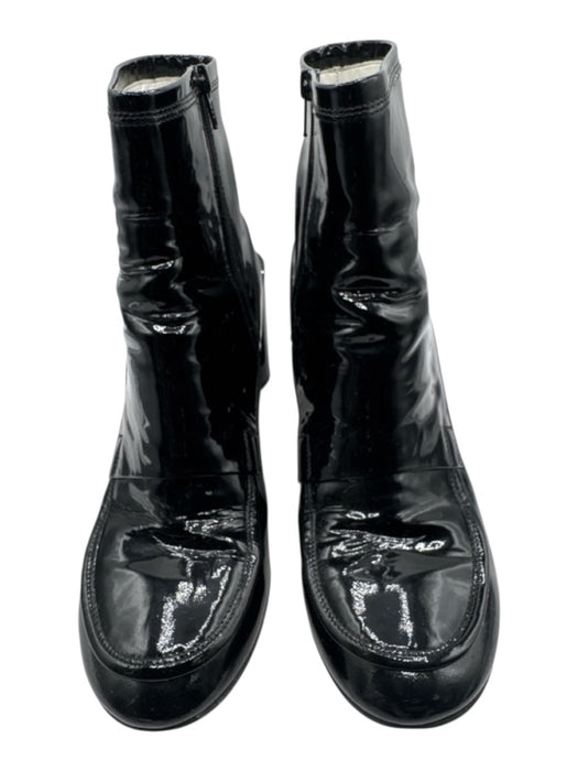 Maison Margiela Shoe Size 41 Black Patent Leather Block Heel Round Toe Booties Black / 41