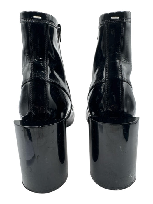 Maison Margiela Shoe Size 41 Black Patent Leather Block Heel Round Toe Booties Black / 41