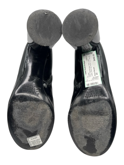Maison Margiela Shoe Size 41 Black Patent Leather Block Heel Round Toe Booties Black / 41