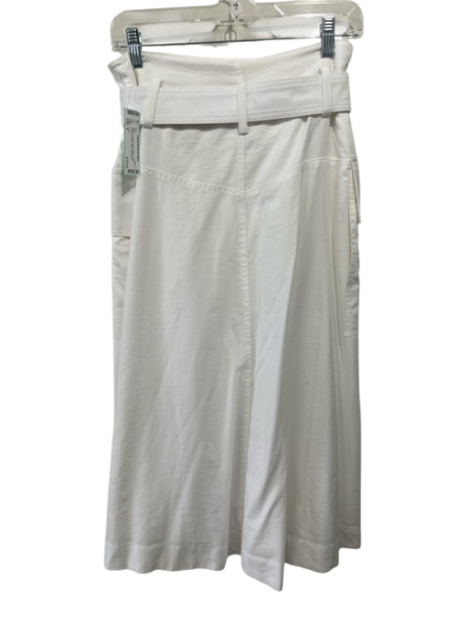 Vince Size 4 White Viscose Blend Wrap Cargo Pockets Belted Midi Skirt White / 4
