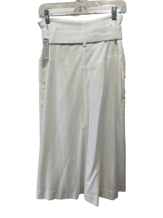 Vince Size 4 White Viscose Blend Wrap Cargo Pockets Belted Midi Skirt White / 4