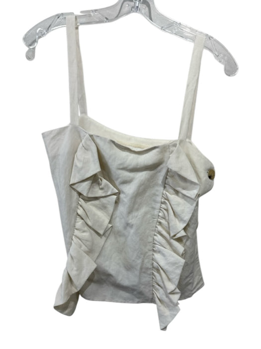Creatures of Comfort Size 4 Beige Linen & Silk Sleeveless Ruffles Cropped Top Beige / 4
