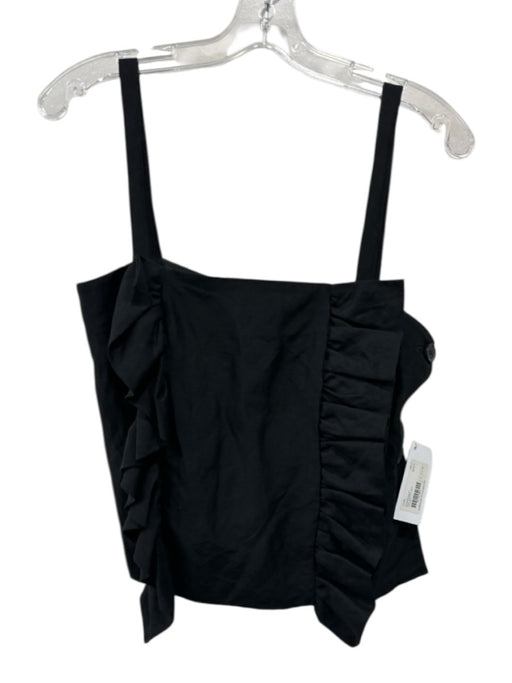 Creatures of Comfort Size 4 Black Linen & Silk Sleeveless Ruffles Cropped Top Black / 4