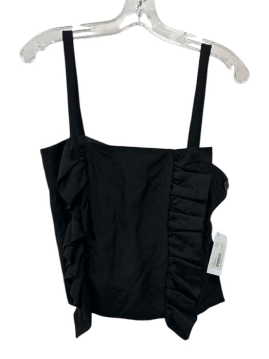 Creatures of Comfort Size 4 Black Linen & Silk Sleeveless Ruffles Cropped Top Black / 4