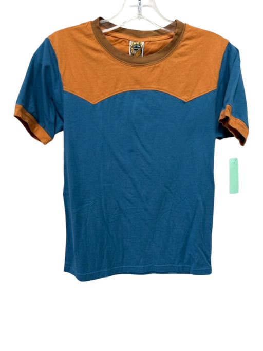 Classic Rock Couture Size Small Blue, Orange, Brown Cotton Short Sleeve Top Blue, Orange, Brown / Small