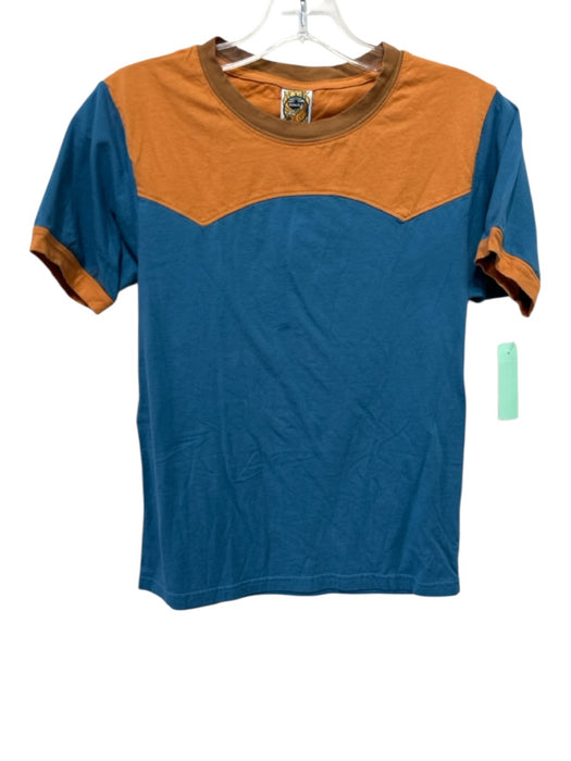 Classic Rock Couture Size Small Blue, Orange, Brown Cotton Short Sleeve Top Blue, Orange, Brown / Small