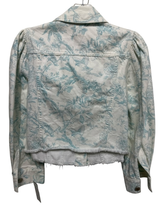 Alice + Olivia Jeans Size Small Blue & White Cotton Denim Button Front Jacket Blue & White / Small